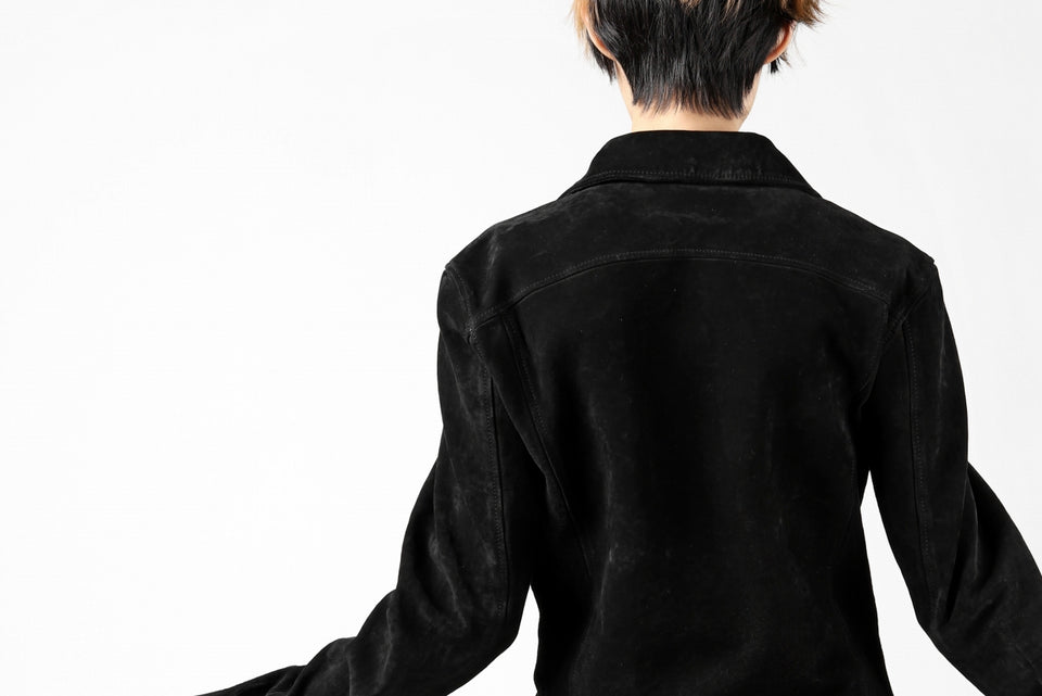 Load image into Gallery viewer, ISAMU KATAYAMA BACKLASH LTG DOUBLE BREASTED JACKET / REVERSE CALF OBJECT DYED (BLACK)