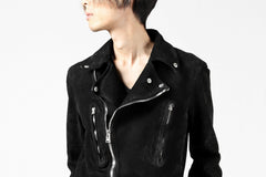 Load image into Gallery viewer, ISAMU KATAYAMA BACKLASH LTG DOUBLE BREASTED JACKET / REVERSE CALF OBJECT DYED (BLACK)