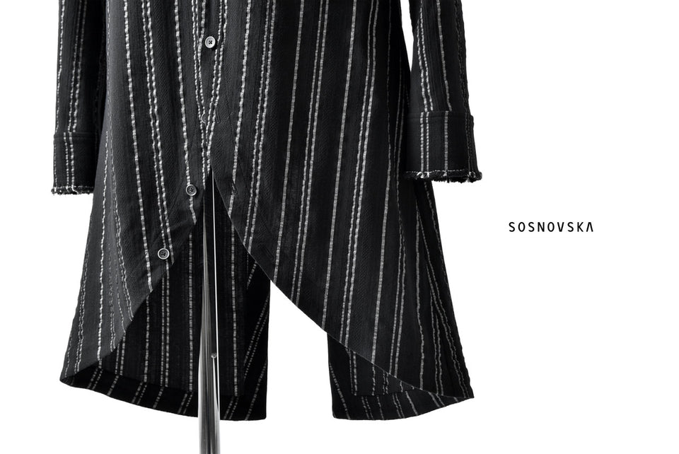 画像をギャラリービューアに読み込む, SOSNOVSKA LONG STRIPED SHIRT (BLACK×SILVER STRIPE)