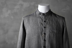 画像をギャラリービューアに読み込む, KLASICA STRIPED HERRINGBONE LINEN SHIRT / GARMENT WASHED (NAVY)