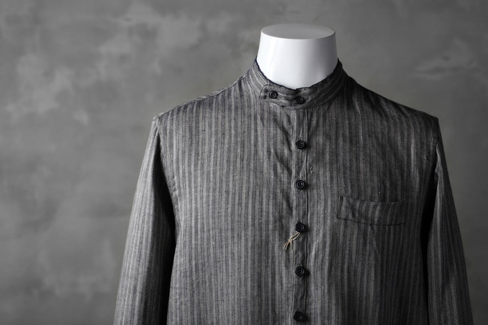 Load image into Gallery viewer, KLASICA STRIPED HERRINGBONE LINEN SHIRT / GARMENT WASHED (NAVY)