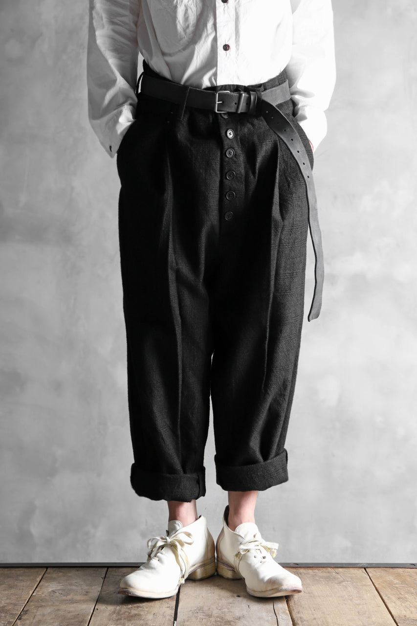 Load image into Gallery viewer, KLASICA DARK CHECK SABRON WIDE TROUSERS / WASH OUT MIX WEAVE (DARK CHECK)