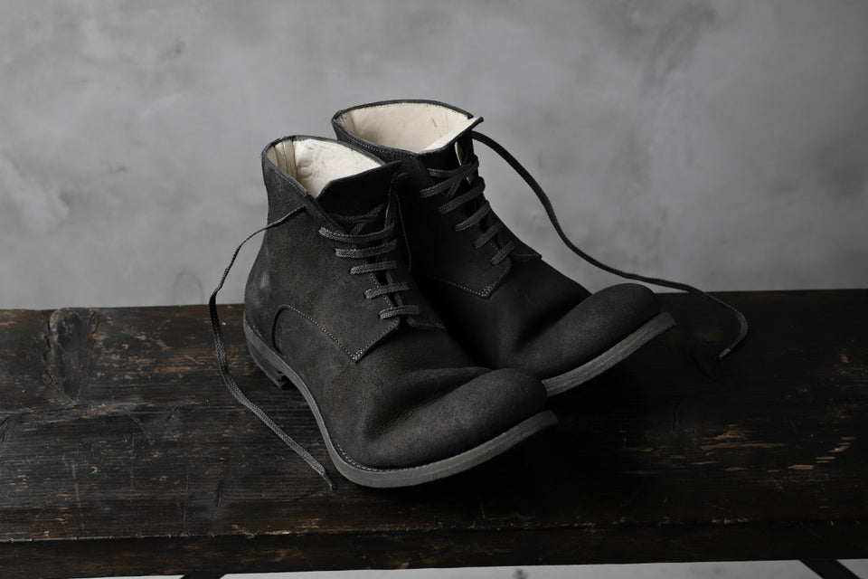 画像をギャラリービューアに読み込む, prtl "one make" Lace Up Boots (JAPAN Cow Reversed Leather / Hand Dyed BLACK)