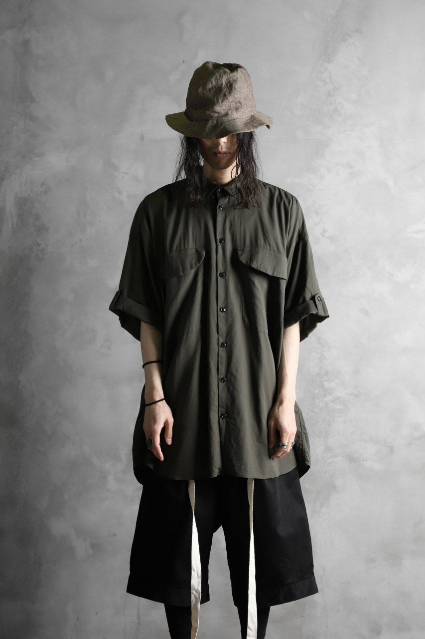 画像をギャラリービューアに読み込む, KLASICA LOOSE HALF SLEEVE SHIRT / DOUBLE VOILE CLOTH (GARMENT WASHED) (OLIVE)