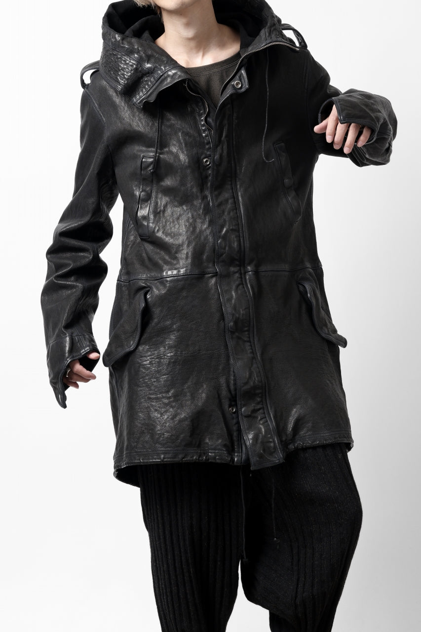 画像をギャラリービューアに読み込む, ISAMU KATAYAMA BACKLASH MODS COAT / GOAT LEATHER (GARMENT+SPRAY DYED / BLACK)
