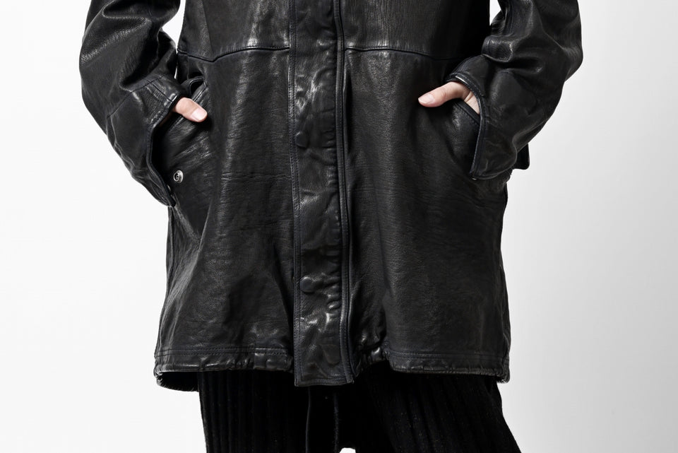 画像をギャラリービューアに読み込む, ISAMU KATAYAMA BACKLASH MODS COAT / GOAT LEATHER (GARMENT+SPRAY DYED / BLACK)