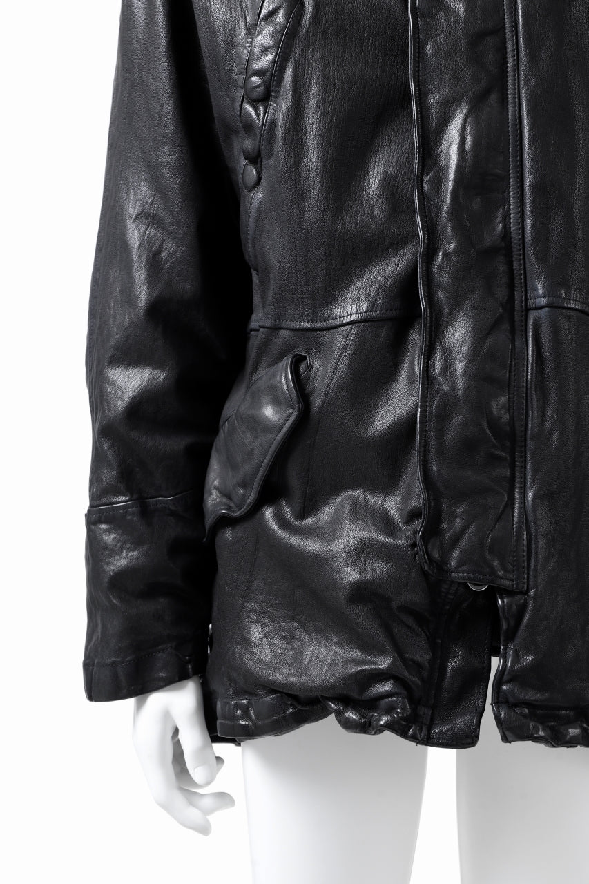 Load image into Gallery viewer, ISAMU KATAYAMA BACKLASH N-3B FLIGHT JACKET / GOAT LEATHER (GARMENT + SPRAY DYED BLACK)