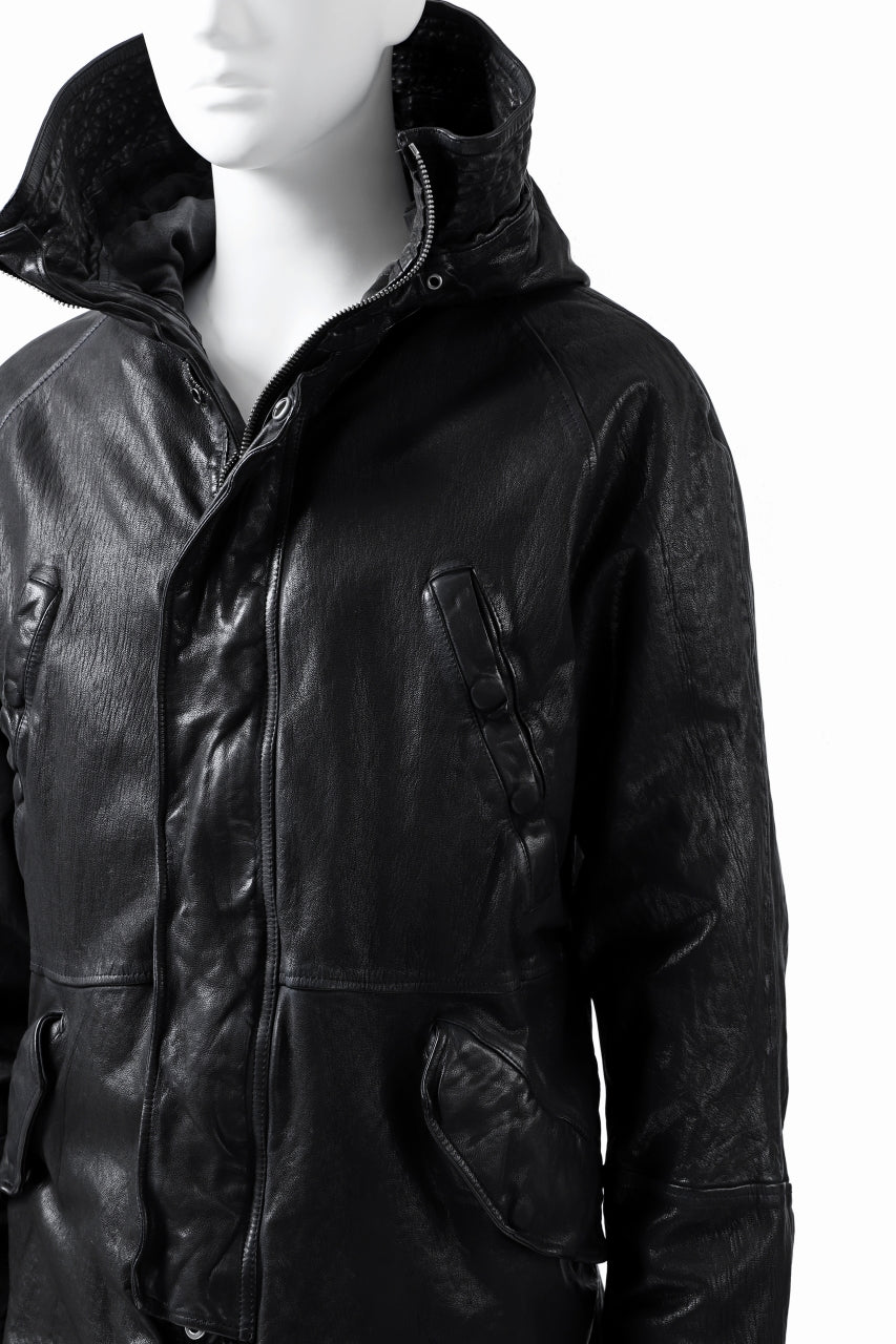 Load image into Gallery viewer, ISAMU KATAYAMA BACKLASH N-3B FLIGHT JACKET / GOAT LEATHER (GARMENT + SPRAY DYED BLACK)