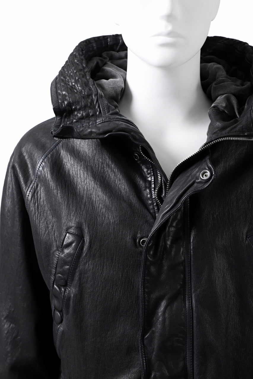 Load image into Gallery viewer, ISAMU KATAYAMA BACKLASH N-3B FLIGHT JACKET / GOAT LEATHER (GARMENT + SPRAY DYED BLACK)
