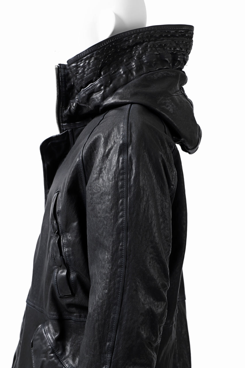 Load image into Gallery viewer, ISAMU KATAYAMA BACKLASH N-3B FLIGHT JACKET / GOAT LEATHER (GARMENT + SPRAY DYED BLACK)