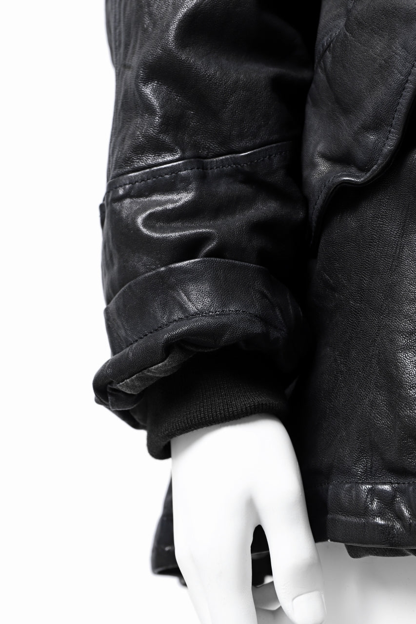 Load image into Gallery viewer, ISAMU KATAYAMA BACKLASH N-3B FLIGHT JACKET / GOAT LEATHER (GARMENT + SPRAY DYED BLACK)