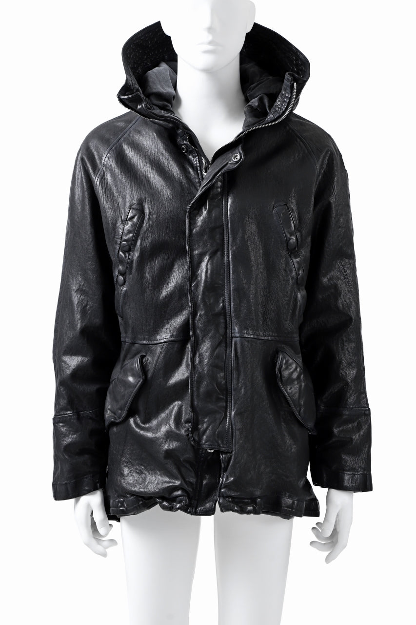 Load image into Gallery viewer, ISAMU KATAYAMA BACKLASH N-3B FLIGHT JACKET / GOAT LEATHER (GARMENT + SPRAY DYED BLACK)
