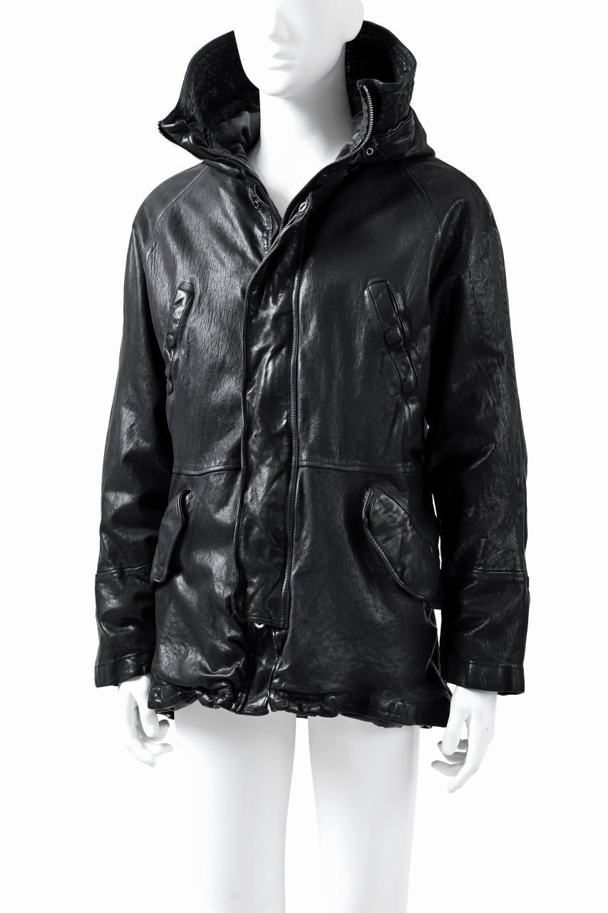 Load image into Gallery viewer, ISAMU KATAYAMA BACKLASH N-3B FLIGHT JACKET / GOAT LEATHER (GARMENT + SPRAY DYED BLACK)