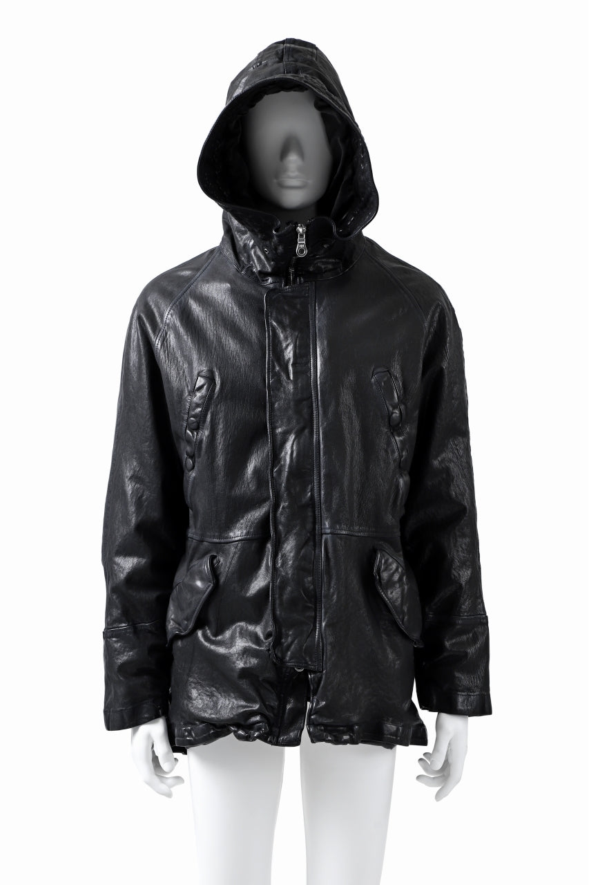 Load image into Gallery viewer, ISAMU KATAYAMA BACKLASH N-3B FLIGHT JACKET / GOAT LEATHER (GARMENT + SPRAY DYED BLACK)
