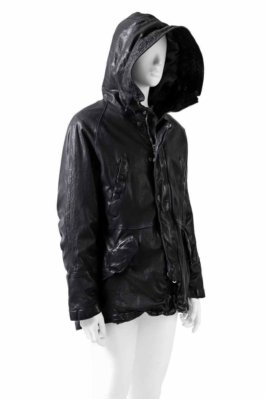 Load image into Gallery viewer, ISAMU KATAYAMA BACKLASH N-3B FLIGHT JACKET / GOAT LEATHER (GARMENT + SPRAY DYED BLACK)