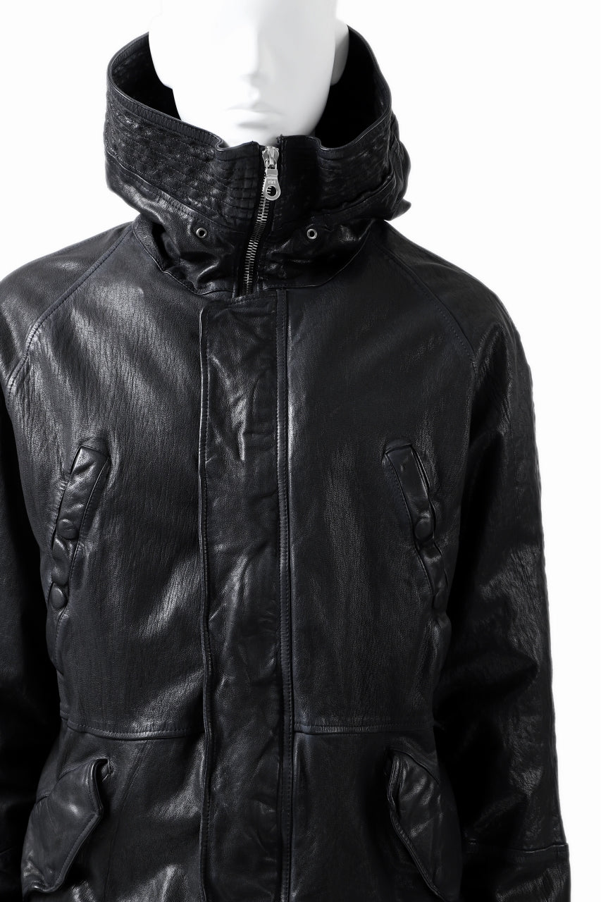 Load image into Gallery viewer, ISAMU KATAYAMA BACKLASH N-3B FLIGHT JACKET / GOAT LEATHER (GARMENT + SPRAY DYED BLACK)