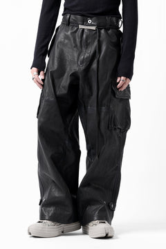 画像をギャラリービューアに読み込む, ISAMU KATAYAMA BACKLASH CARGO PANTS / GOAT LEATHER (GARMENT+SPRAY DYED / BLACK)