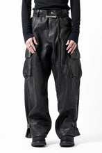 Load image into Gallery viewer, ISAMU KATAYAMA BACKLASH CARGO PANTS / GOAT LEATHER (GARMENT+SPRAY DYED / BLACK)