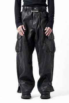 画像をギャラリービューアに読み込む, ISAMU KATAYAMA BACKLASH CARGO PANTS / GOAT LEATHER (GARMENT+SPRAY DYED / BLACK)