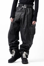 Load image into Gallery viewer, ISAMU KATAYAMA BACKLASH CARGO PANTS / GOAT LEATHER (GARMENT+SPRAY DYED / BLACK)