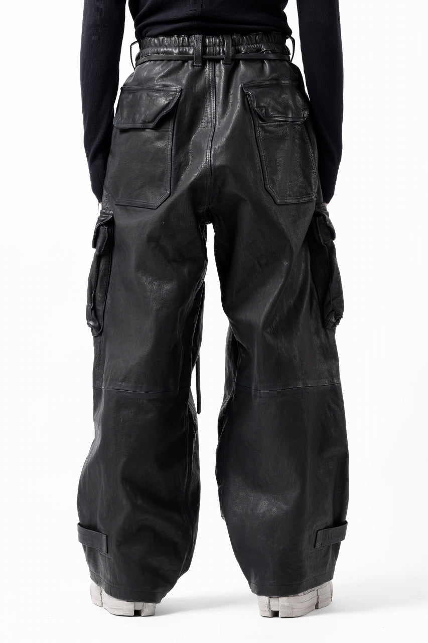 画像をギャラリービューアに読み込む, ISAMU KATAYAMA BACKLASH CARGO PANTS / GOAT LEATHER (GARMENT+SPRAY DYED / BLACK)