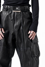 Load image into Gallery viewer, ISAMU KATAYAMA BACKLASH CARGO PANTS / GOAT LEATHER (GARMENT+SPRAY DYED / BLACK)