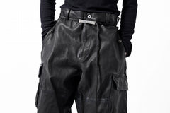 Load image into Gallery viewer, ISAMU KATAYAMA BACKLASH CARGO PANTS / GOAT LEATHER (GARMENT+SPRAY DYED / BLACK)