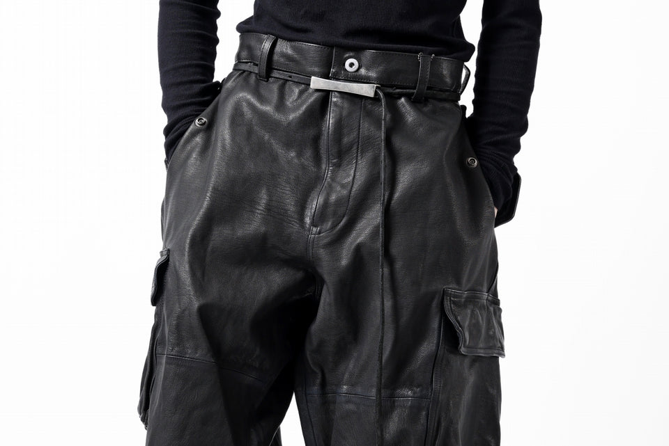 画像をギャラリービューアに読み込む, ISAMU KATAYAMA BACKLASH CARGO PANTS / GOAT LEATHER (GARMENT+SPRAY DYED / BLACK)