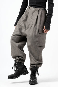 Load image into Gallery viewer, ISAMU KATAYAMA BACKLASH LOW CROTCH CARGO PANTS / CASHMERE WOOL MELTON (BLACK)