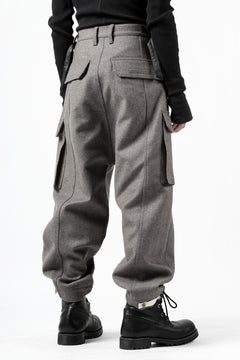 Load image into Gallery viewer, ISAMU KATAYAMA BACKLASH LOW CROTCH CARGO PANTS / CASHMERE WOOL MELTON (BLACK)