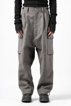 Load image into Gallery viewer, ISAMU KATAYAMA BACKLASH LOW CROTCH CARGO PANTS / CASHMERE WOOL MELTON (BLACK)