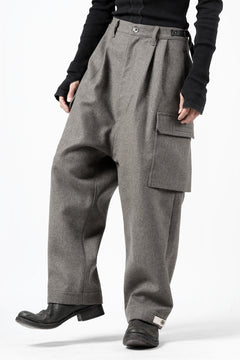 Load image into Gallery viewer, ISAMU KATAYAMA BACKLASH LOW CROTCH CARGO PANTS / CASHMERE WOOL MELTON (BLACK)