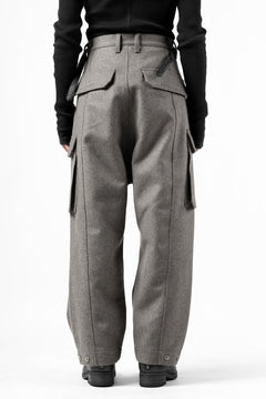 Load image into Gallery viewer, ISAMU KATAYAMA BACKLASH LOW CROTCH CARGO PANTS / CASHMERE WOOL MELTON (BLACK)