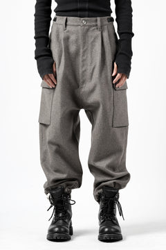 Load image into Gallery viewer, ISAMU KATAYAMA BACKLASH LOW CROTCH CARGO PANTS / CASHMERE WOOL MELTON (BLACK)