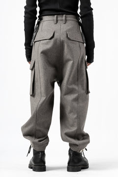 Load image into Gallery viewer, ISAMU KATAYAMA BACKLASH LOW CROTCH CARGO PANTS / CASHMERE WOOL MELTON (BLACK)