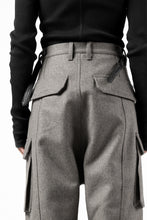 Load image into Gallery viewer, ISAMU KATAYAMA BACKLASH LOW CROTCH CARGO PANTS / CASHMERE WOOL MELTON (BLACK)