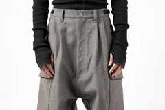 Load image into Gallery viewer, ISAMU KATAYAMA BACKLASH LOW CROTCH CARGO PANTS / CASHMERE WOOL MELTON (BLACK)