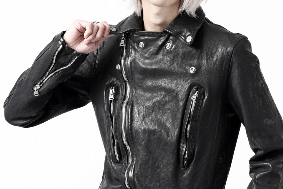 Load image into Gallery viewer, ISAMU KATAYAMA BACKLASH DOUBLE RIDERS JACKET - LIGHTNING / GARMENT WASHED JP CALF (BLACK)