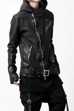画像をギャラリービューアに読み込む, ISAMU KATAYAMA BACKLASH HOODED RIDERS JACKET / GARMENT WASHED JP CALF (BLACK)