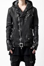 画像をギャラリービューアに読み込む, ISAMU KATAYAMA BACKLASH HOODED RIDERS JACKET / GARMENT WASHED JP CALF (BLACK)