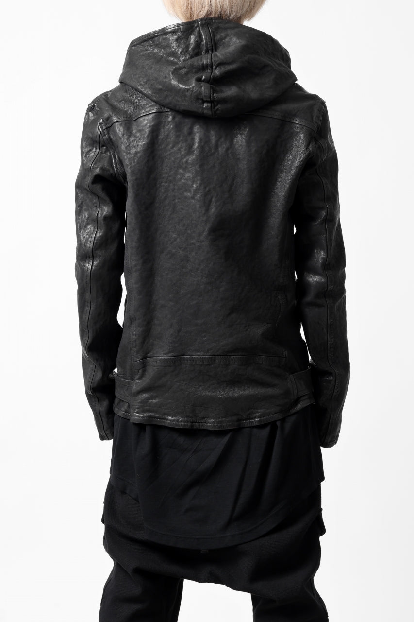 画像をギャラリービューアに読み込む, ISAMU KATAYAMA BACKLASH HOODED RIDERS JACKET / GARMENT WASHED JP CALF (BLACK)