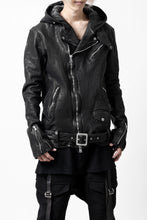 画像をギャラリービューアに読み込む, ISAMU KATAYAMA BACKLASH HOODED RIDERS JACKET / GARMENT WASHED JP CALF (BLACK)