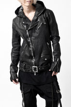 画像をギャラリービューアに読み込む, ISAMU KATAYAMA BACKLASH HOODED RIDERS JACKET / GARMENT WASHED JP CALF (BLACK)