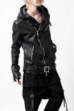 画像をギャラリービューアに読み込む, ISAMU KATAYAMA BACKLASH HOODED RIDERS JACKET / GARMENT WASHED JP CALF (BLACK)