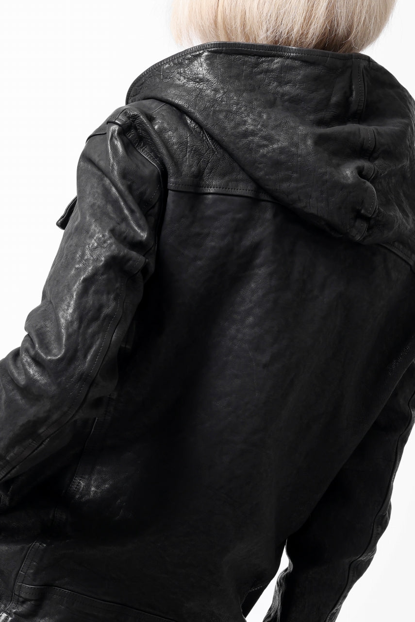 画像をギャラリービューアに読み込む, ISAMU KATAYAMA BACKLASH HOODED RIDERS JACKET / GARMENT WASHED JP CALF (BLACK)