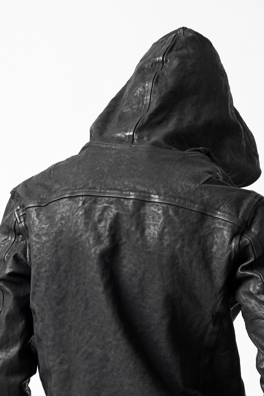 画像をギャラリービューアに読み込む, ISAMU KATAYAMA BACKLASH HOODED RIDERS JACKET / GARMENT WASHED JP CALF (BLACK)