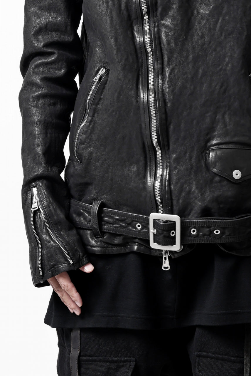 画像をギャラリービューアに読み込む, ISAMU KATAYAMA BACKLASH HOODED RIDERS JACKET / GARMENT WASHED JP CALF (BLACK)