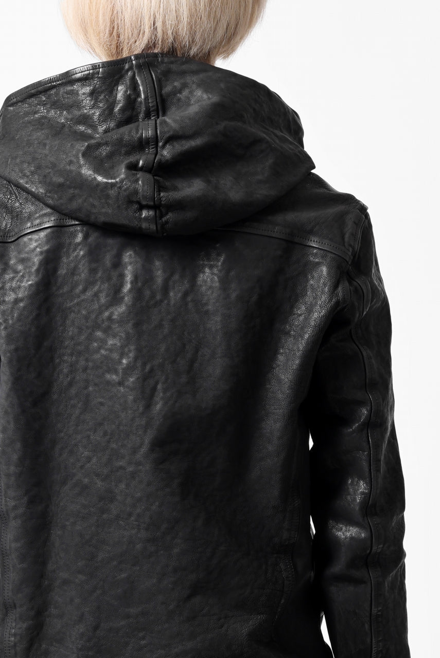 画像をギャラリービューアに読み込む, ISAMU KATAYAMA BACKLASH HOODED RIDERS JACKET / GARMENT WASHED JP CALF (BLACK)