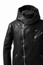 Load image into Gallery viewer, ISAMU KATAYAMA BACKLASH HOODED RIDERS JACKET / JP-CALF GARMENT WASHED (BLACK)