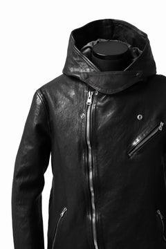 Load image into Gallery viewer, ISAMU KATAYAMA BACKLASH HOODED RIDERS JACKET / JP-CALF GARMENT WASHED (BLACK)